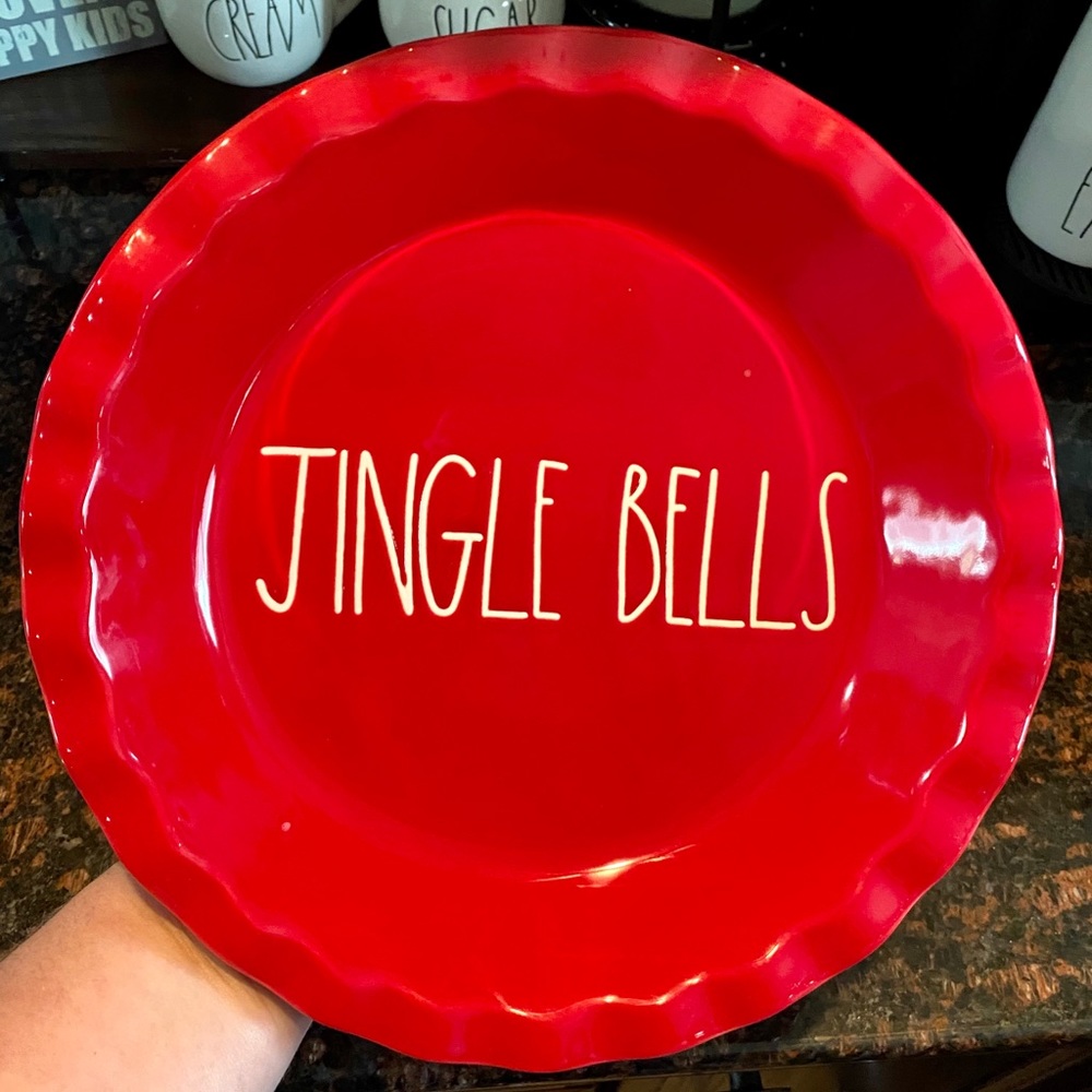 Rae Dunn Red JINGLE BELLS pie dish
